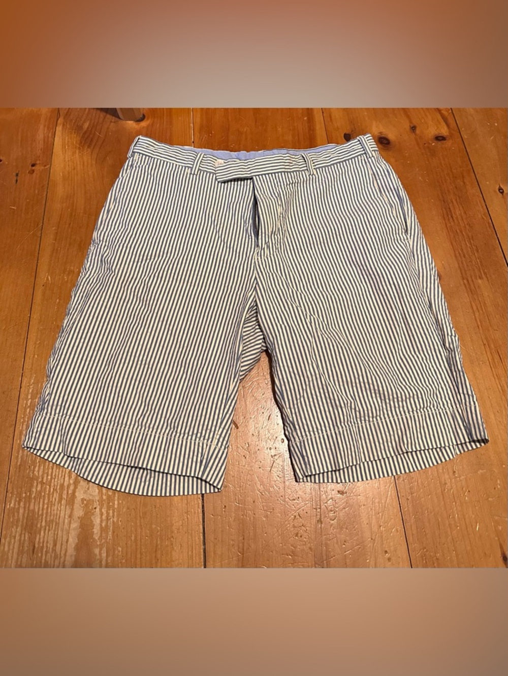 Polo by Ralph Lauren Striped Seersucker Shorts - Blue & White
